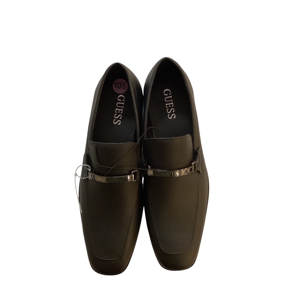 Guess GMHANDY-R Mens Black Metal Bit Loafers Square Toe‎ Dress Shoes 10.5